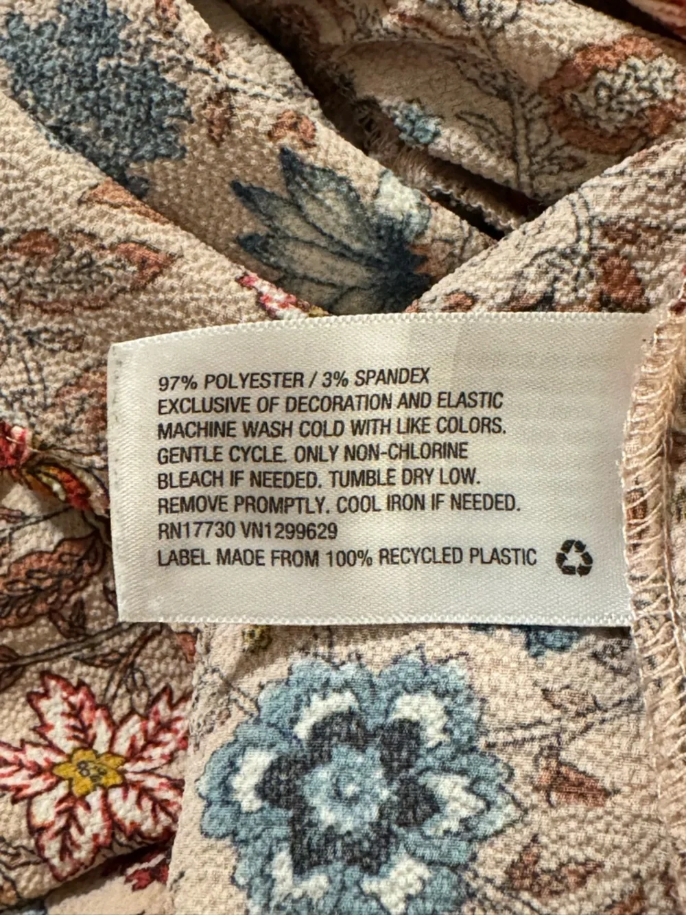 Knox Rose Beige Floral Tiered Tunic with Blue and Red Accents - Picture 8 of 8